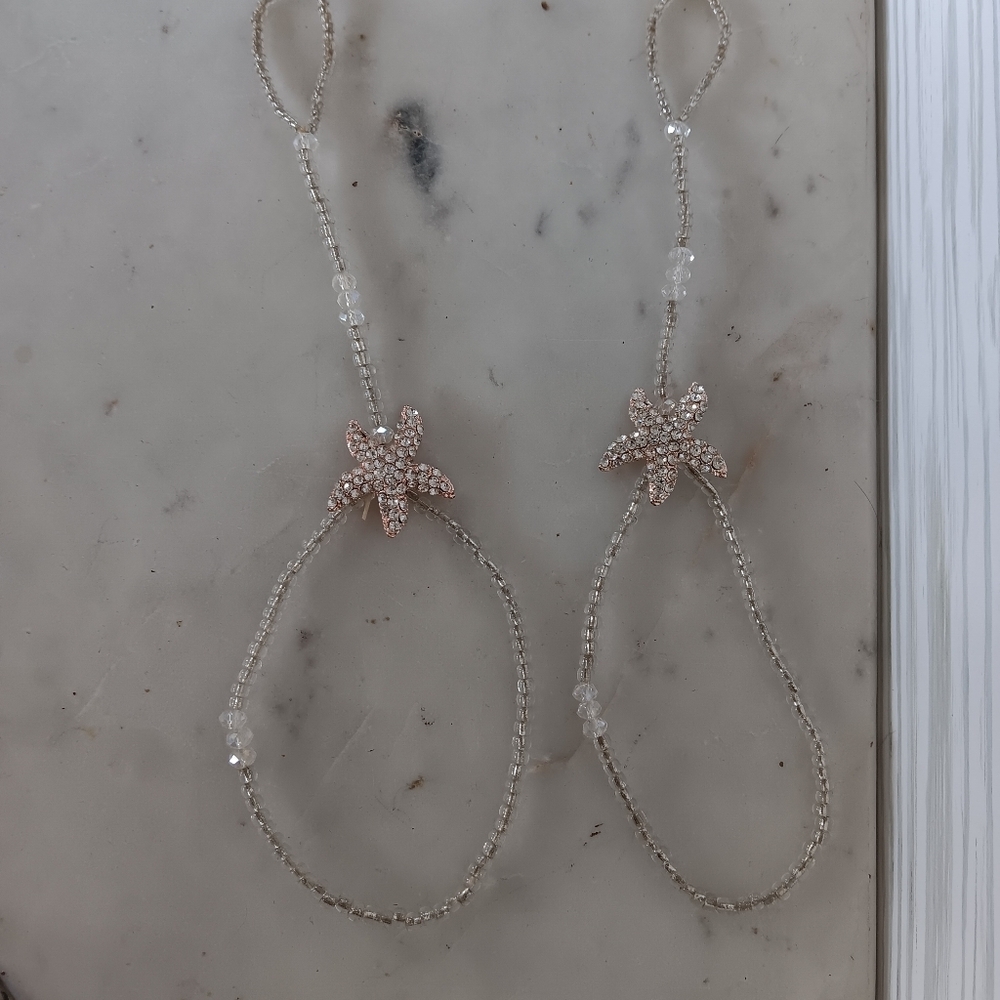 Barefoot Anklet Sandals Jewelry Beach Wedding Summer Rhinestone Starfish